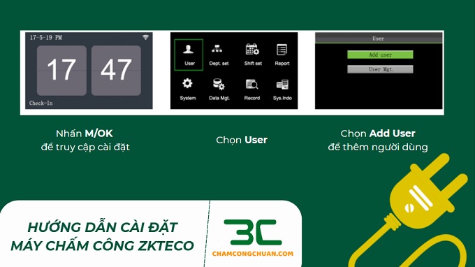 cách thiết lập máy chấm công vân tay ZKTECO
