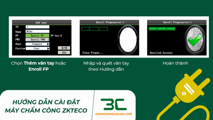 cách cài đặt máy chấm công vân tay ZKTECO